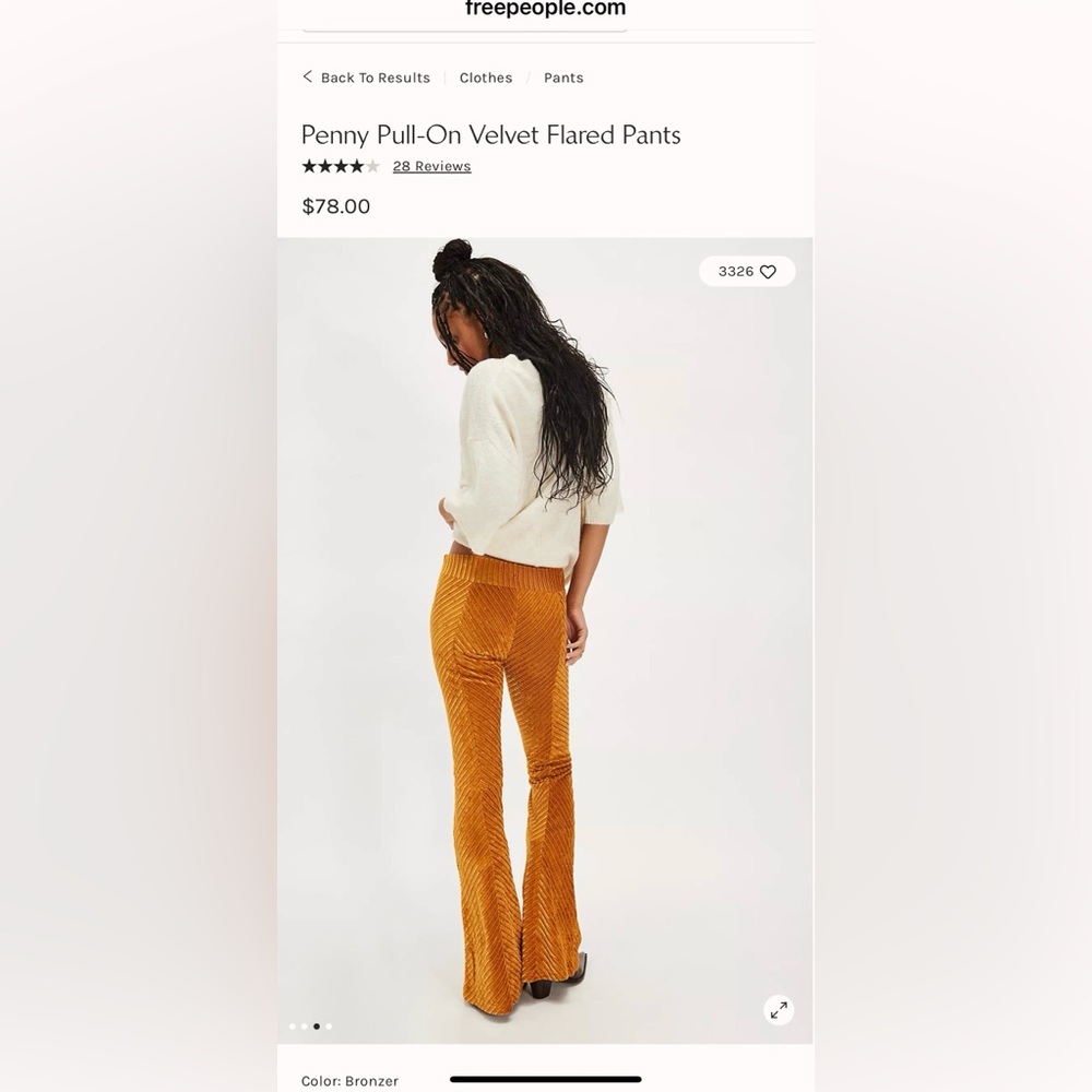 Free people velvet flared pants